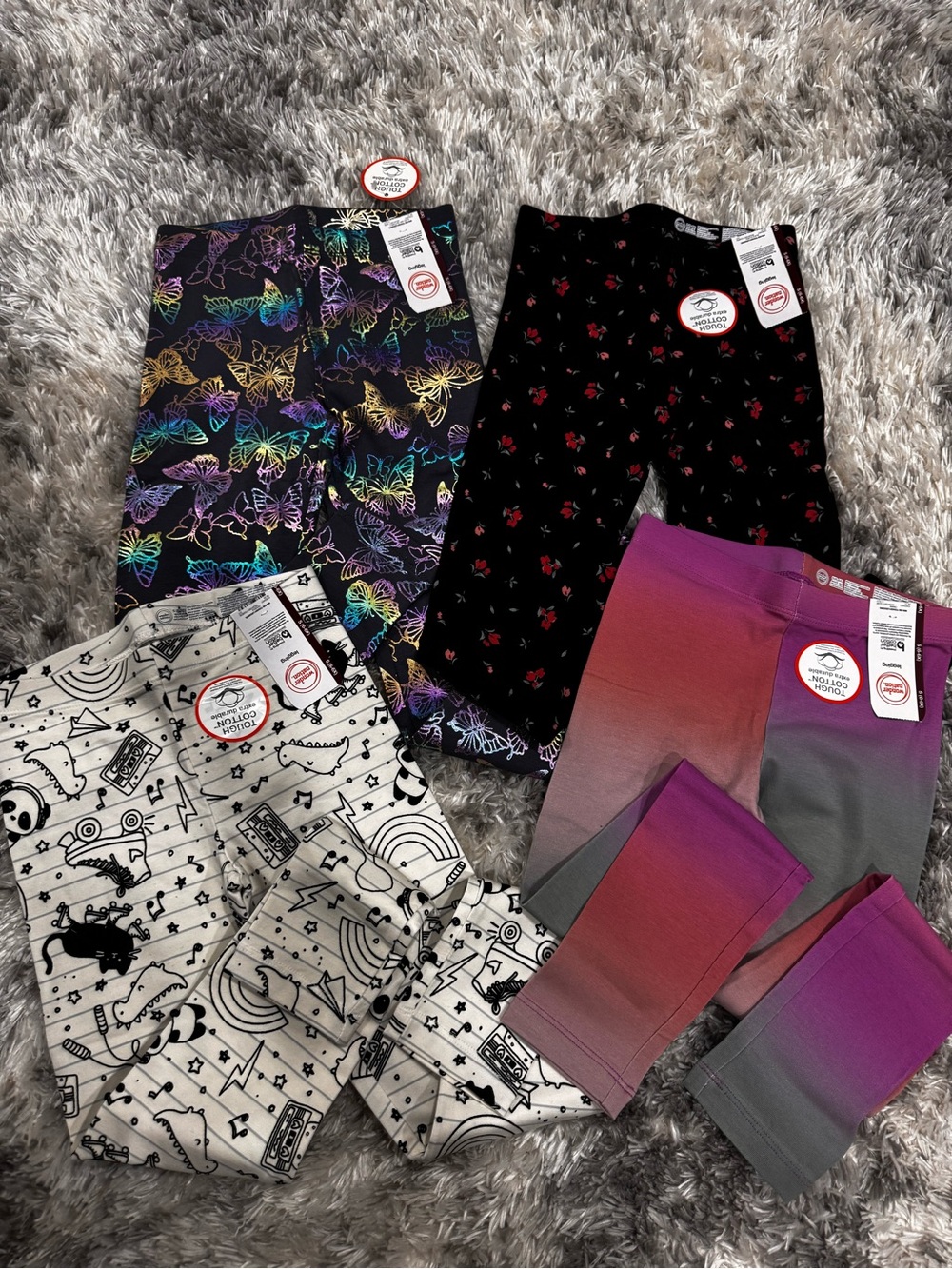 Wonder Nation Girls' Black Butterfly & Gradient Leggings - Pack